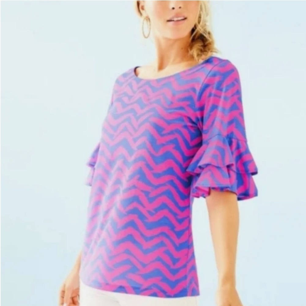 Lilly Pulitzer Lula Top I Got Lucky M EUC